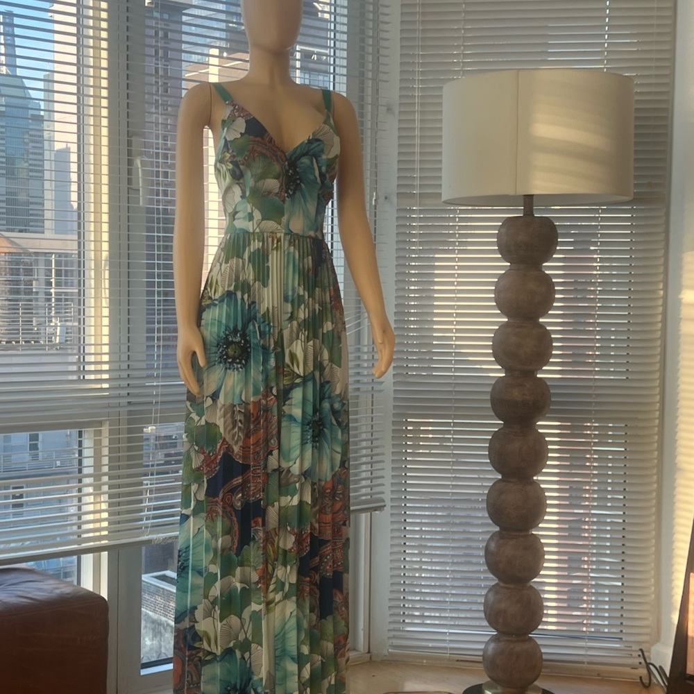 Marciano Tropical Floral Jumpsuit in Blue and Green